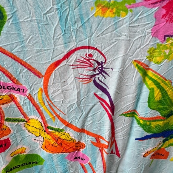 Vintage Jams World Size Small Island Life Tropical Map Hawaiian Short Dress - Picture 8 of 12